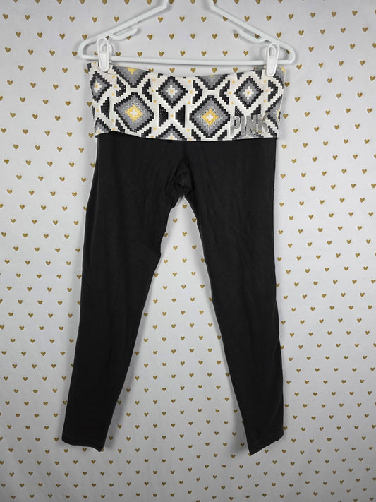 Victorias Secret PINK Geometric aztec Bling FOLDOVER Yoga Pants Vintage Skinny M