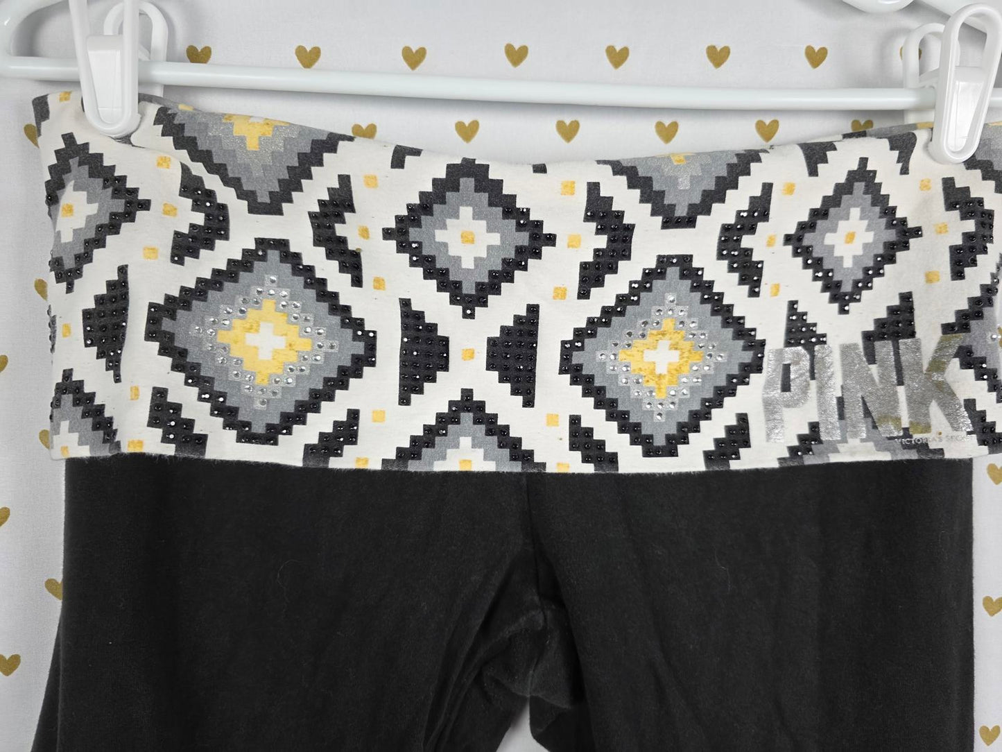 Victorias Secret PINK Geometric aztec Bling FOLDOVER Yoga Pants Vintage Skinny M
