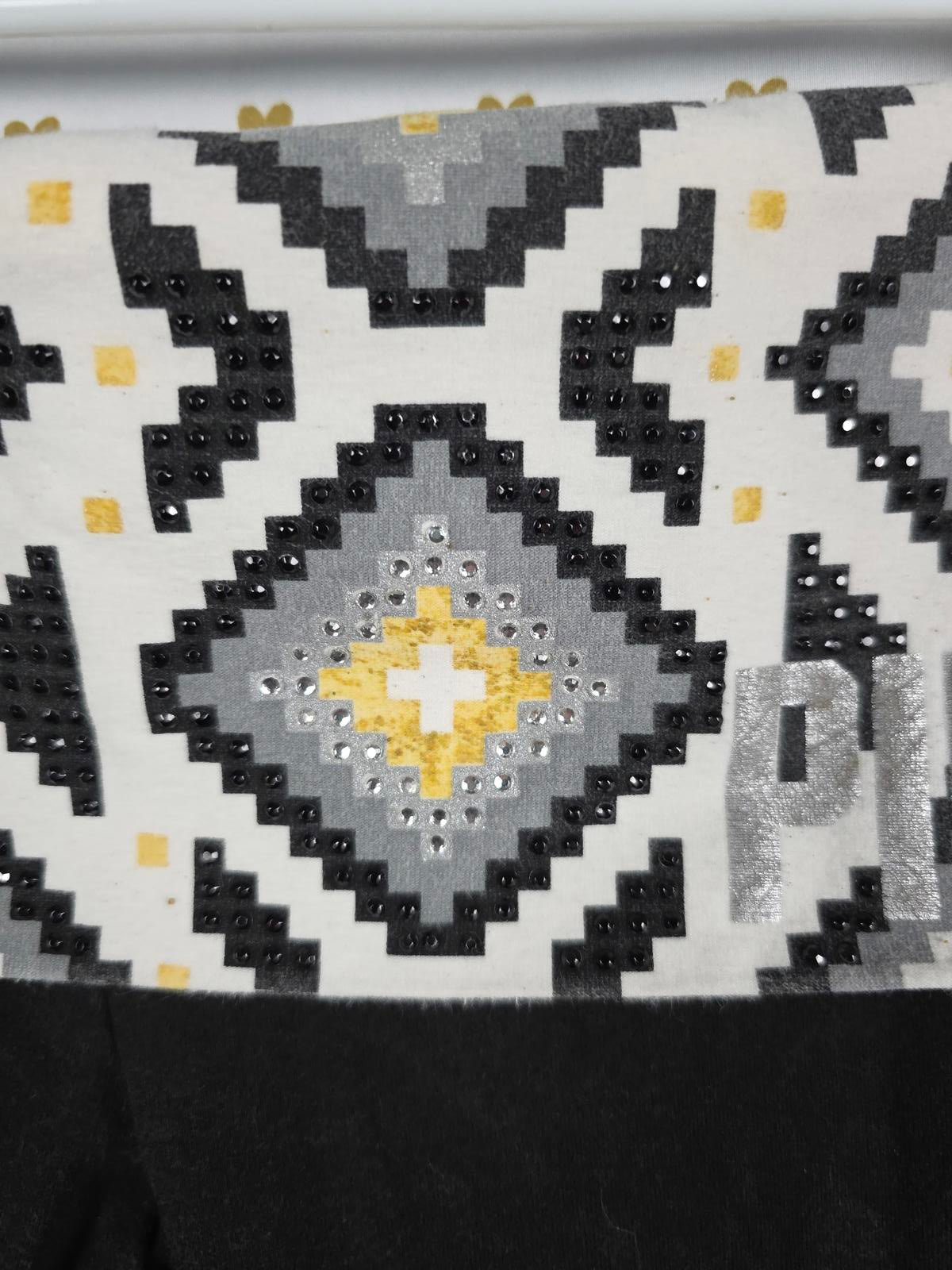 Victorias Secret PINK Geometric aztec Bling FOLDOVER Yoga Pants Vintage Skinny M