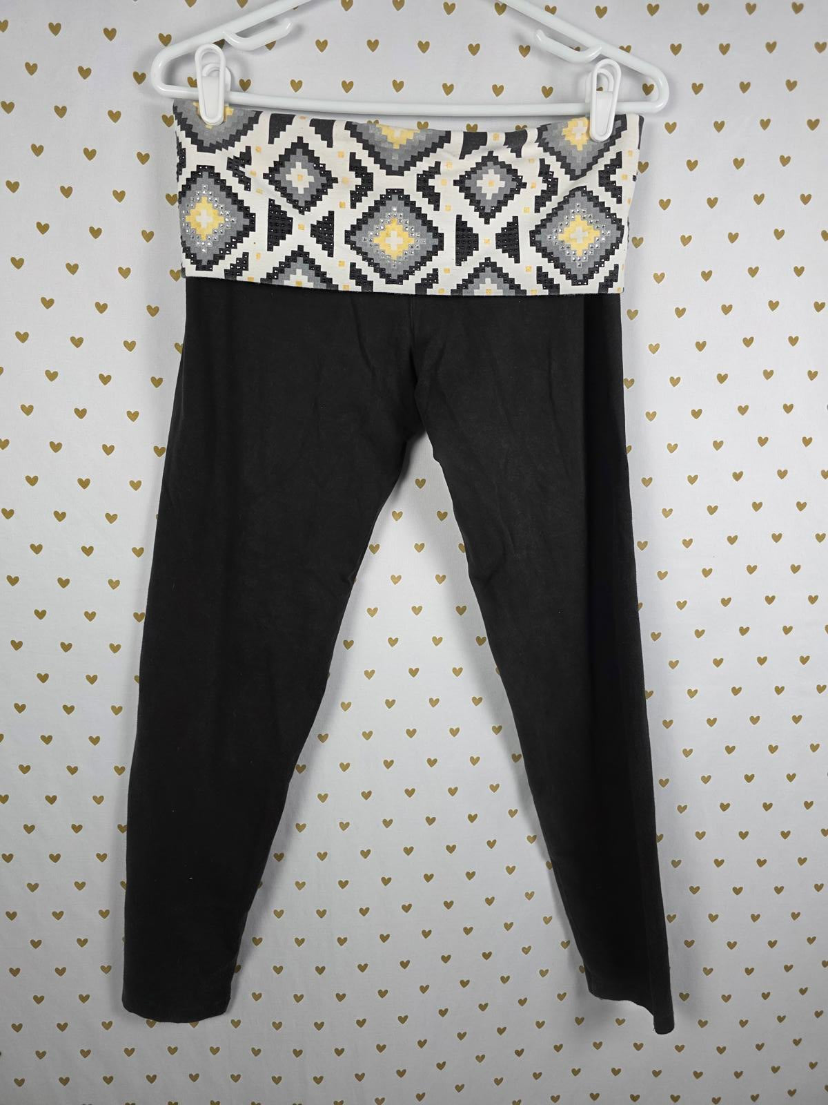 Victorias Secret PINK Geometric aztec Bling FOLDOVER Yoga Pants Vintage Skinny M