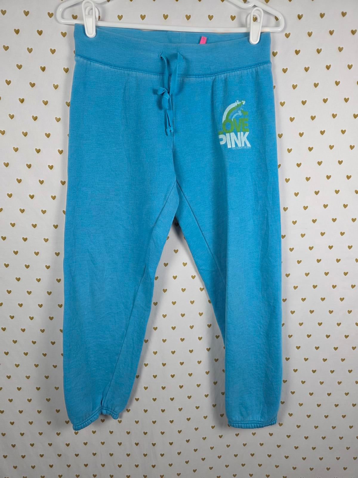 Victorias Secret PINK LOVE VINTAGE Y2k Joggers Sweatpants Blue XS Logo BUTT
