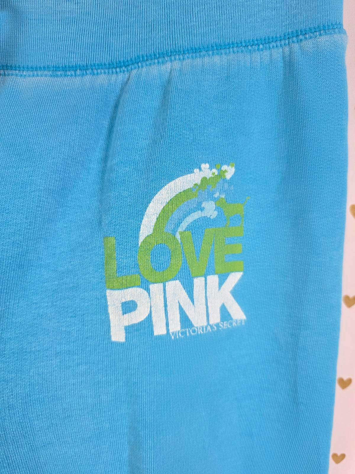 Victorias Secret PINK LOVE VINTAGE Y2k Joggers Sweatpants Blue XS Logo BUTT
