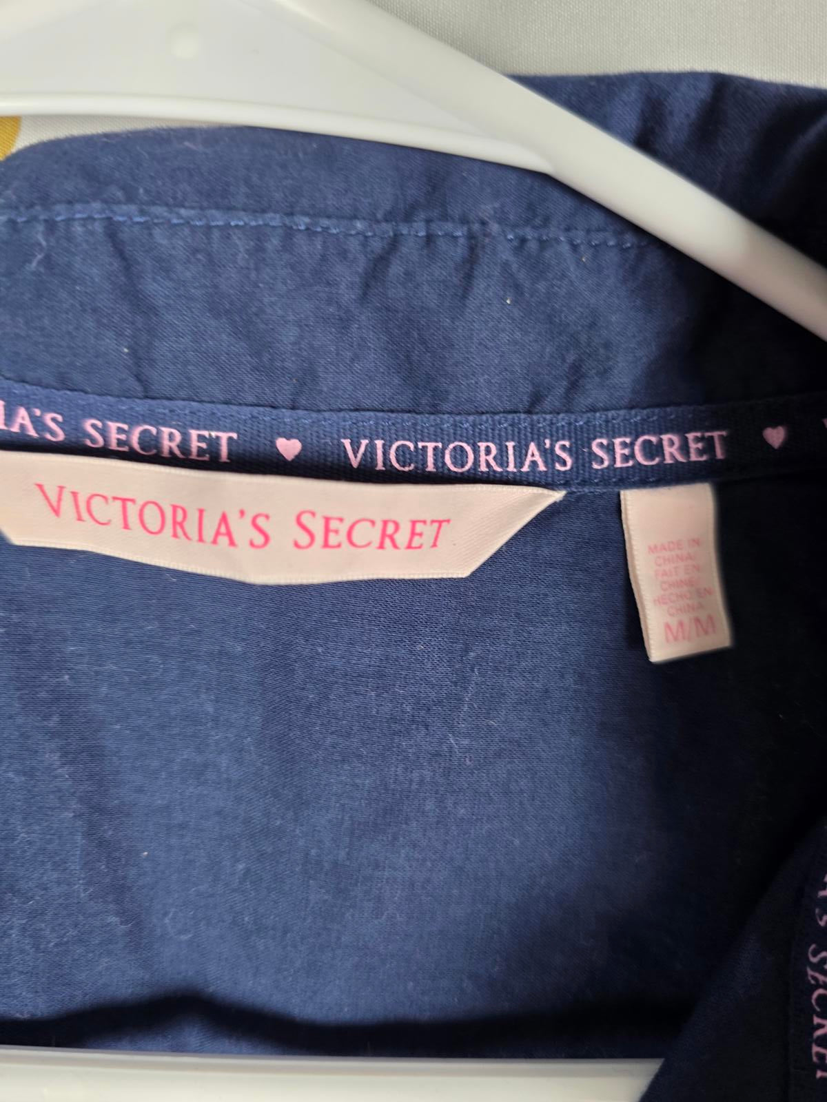 Victorias Secret BLUE Button Down Nightgown Sleep Shirt Gown Pajama PJ MEDIUM