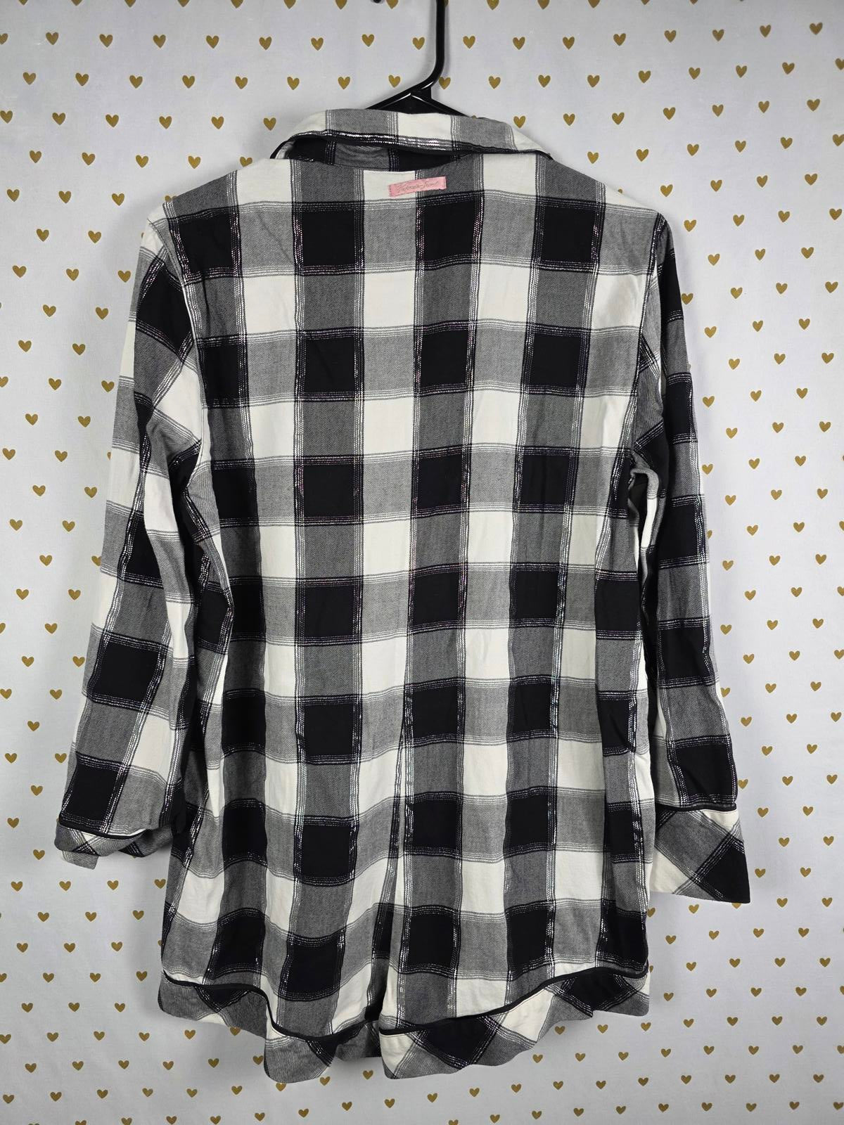 Victorias Secret PLAID Check SLEEP Pajama ROMPER Button Down Shorts OUTFIT MED