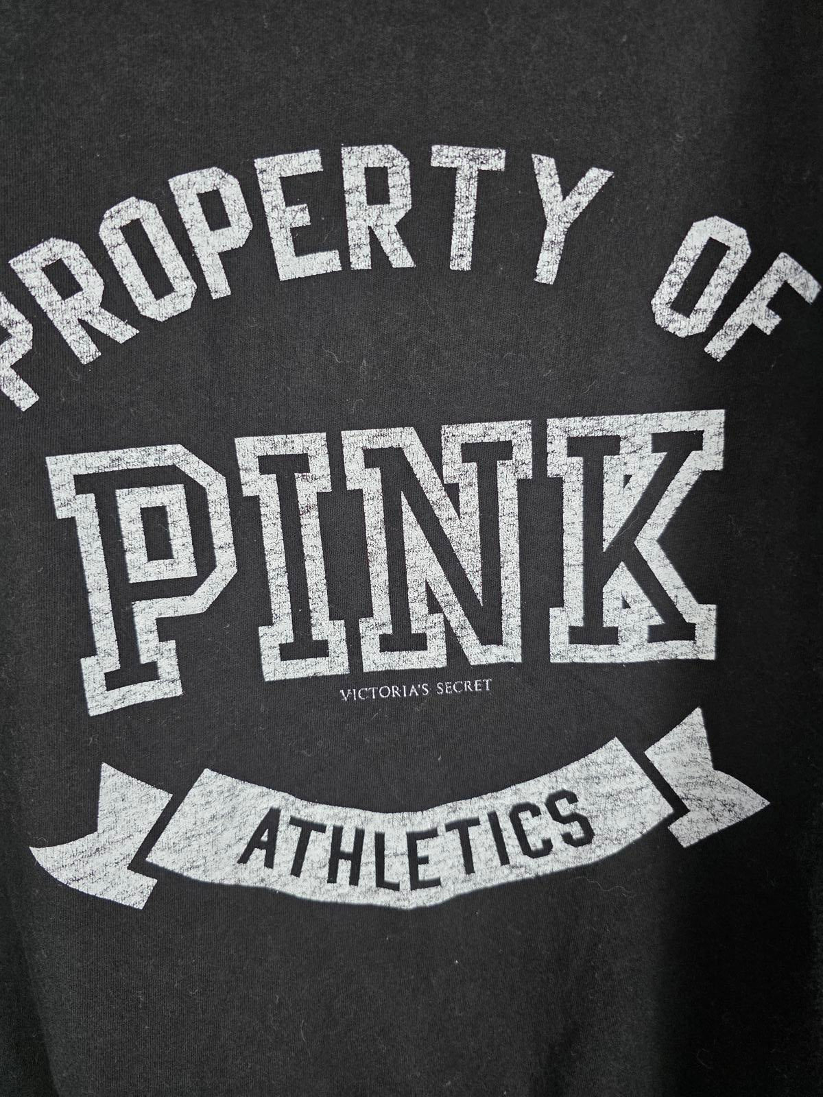 Victorias Secret PINK PROPERTY OF Black Athletics Tee Shirt Small