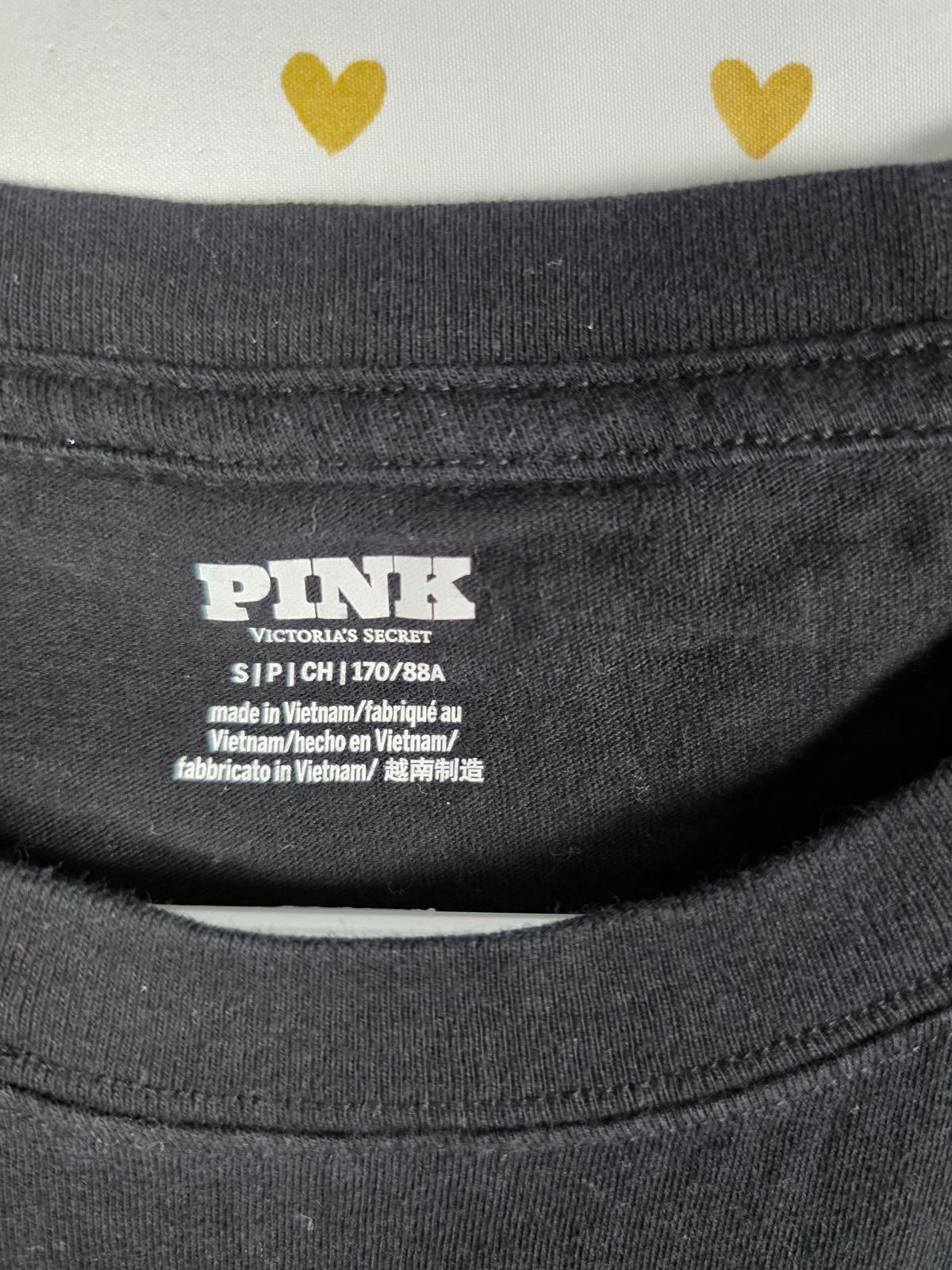Victorias Secret PINK PROPERTY OF Black Athletics Tee Shirt Small