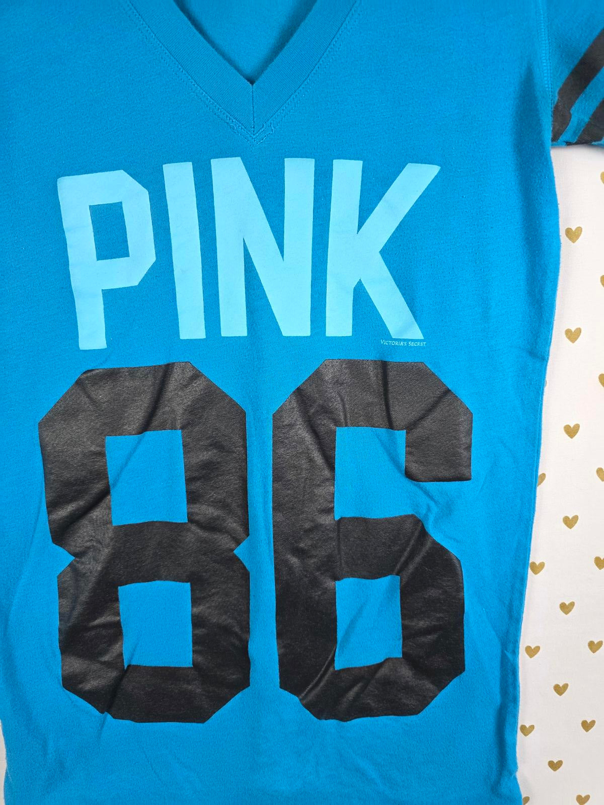 Victorias Secret PINK Vintage Y2k 86 Blue V Neck tee shirt xs