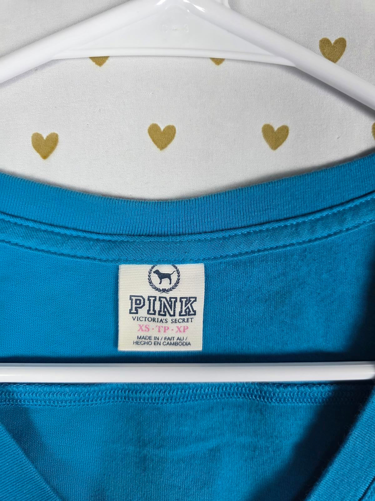Victorias Secret PINK Vintage Y2k 86 Blue V Neck tee shirt xs