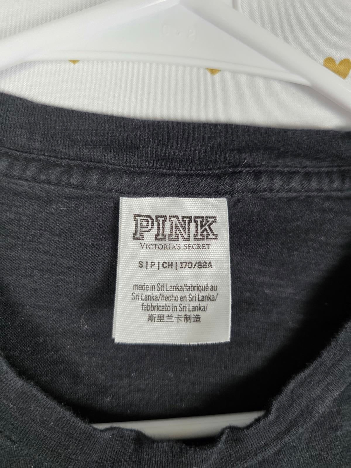 Victorias Secret PINK Colorblock Rose Gold BLING Sequined Long Sleeve Tee Shirt
