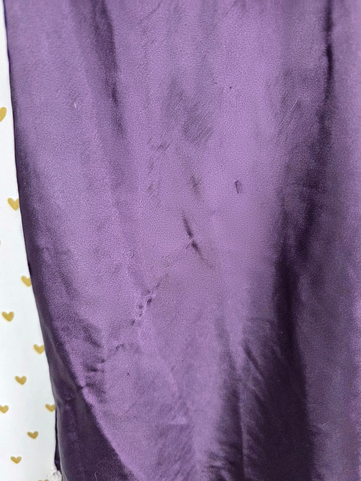 Victorias Secret Purple Satin Silky Slip Dress Lingerie Nightie Lace Lined Med
