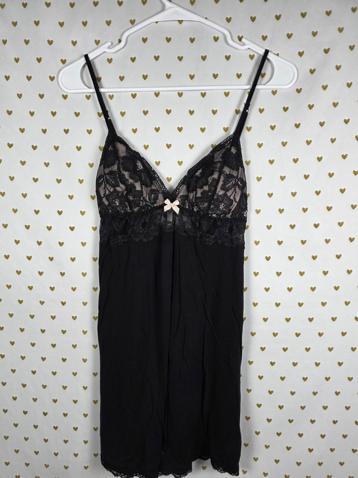 Victorias Secret Medium Black Lace Lined Super Soft Sleep Dress Nightie Lingerie