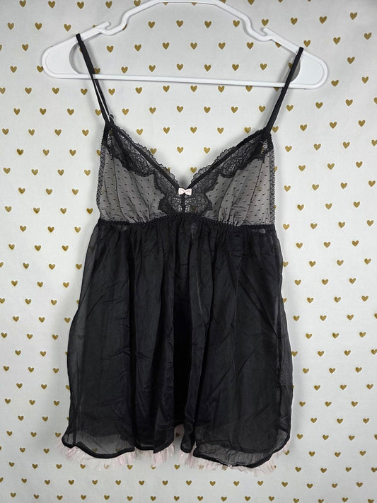 Victorias Secret Sheer Black Sexy Nightie Babydoll Lingerie Nightie MEDIUM