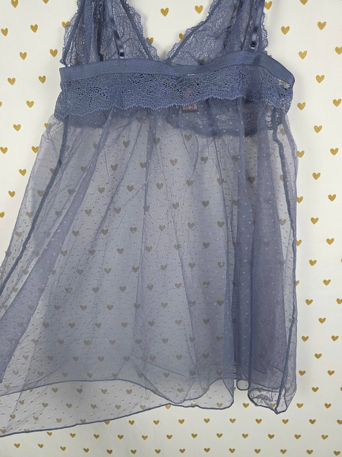 Victorias Secret Grey Sheer Babydoll Nightie Lingerie MEDIUM