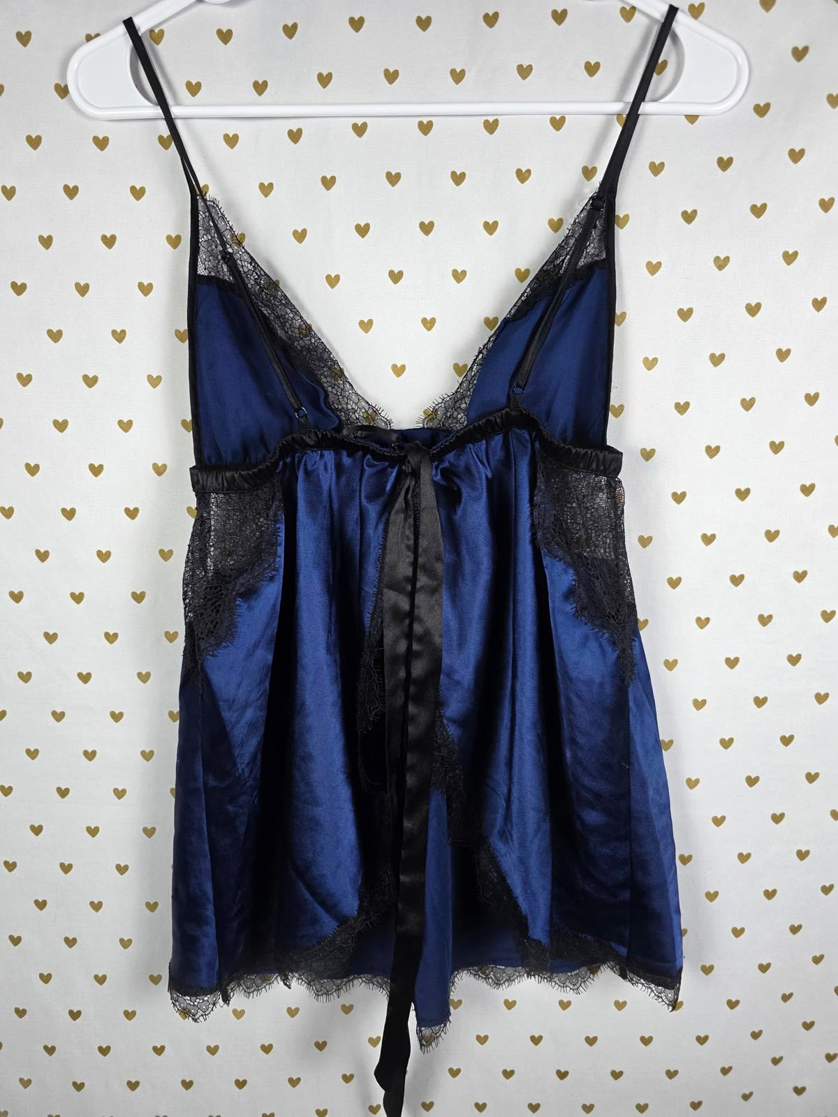 Victorias Secret medium Silky Satin Blue Babydoll Nightie Slip Dress Lingerie