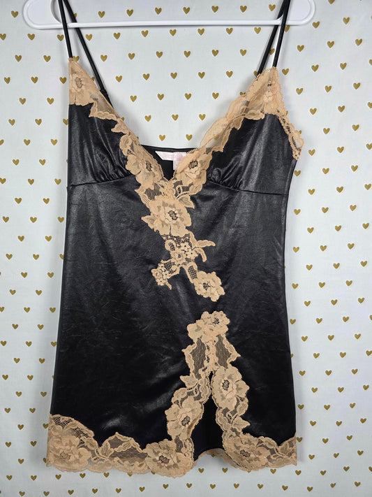 Victorias Secret RARE Faux Leather Sexy Slip Dress Nightie Lingerie Y2k SMALL