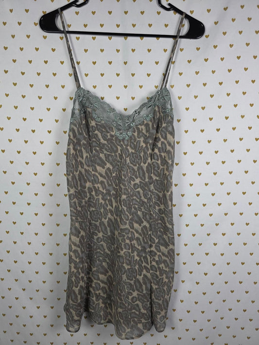 Victorias Secret Medium Vintage y2k Slip Dress Sheer Cheetah Leopard '00 Nightie