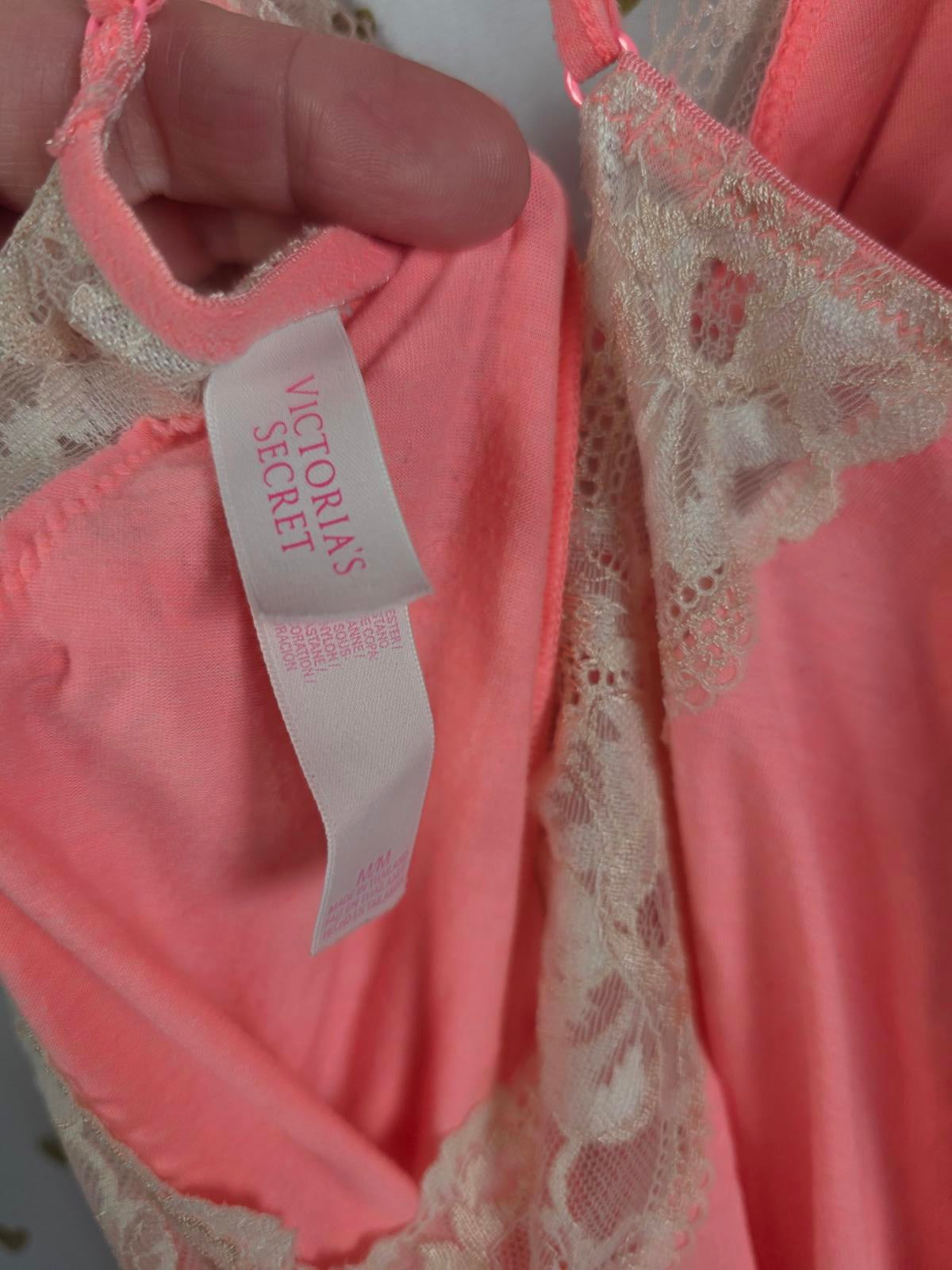 Victorias Secret Neon Orange Super Soft Nightie Lingerie Strappy Slip Dress MED