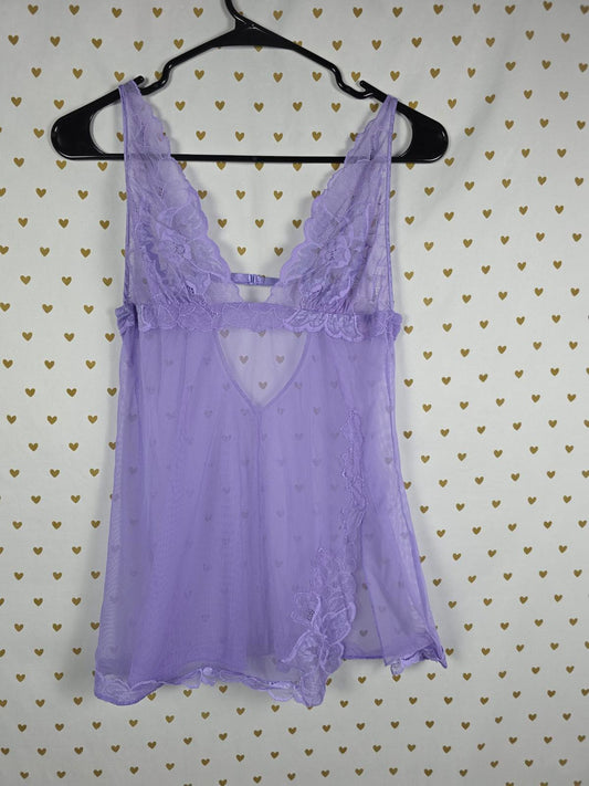 Victorias Secret Sheer Vintage Y2k Medium Purple Mesh Nightie Slip Dress