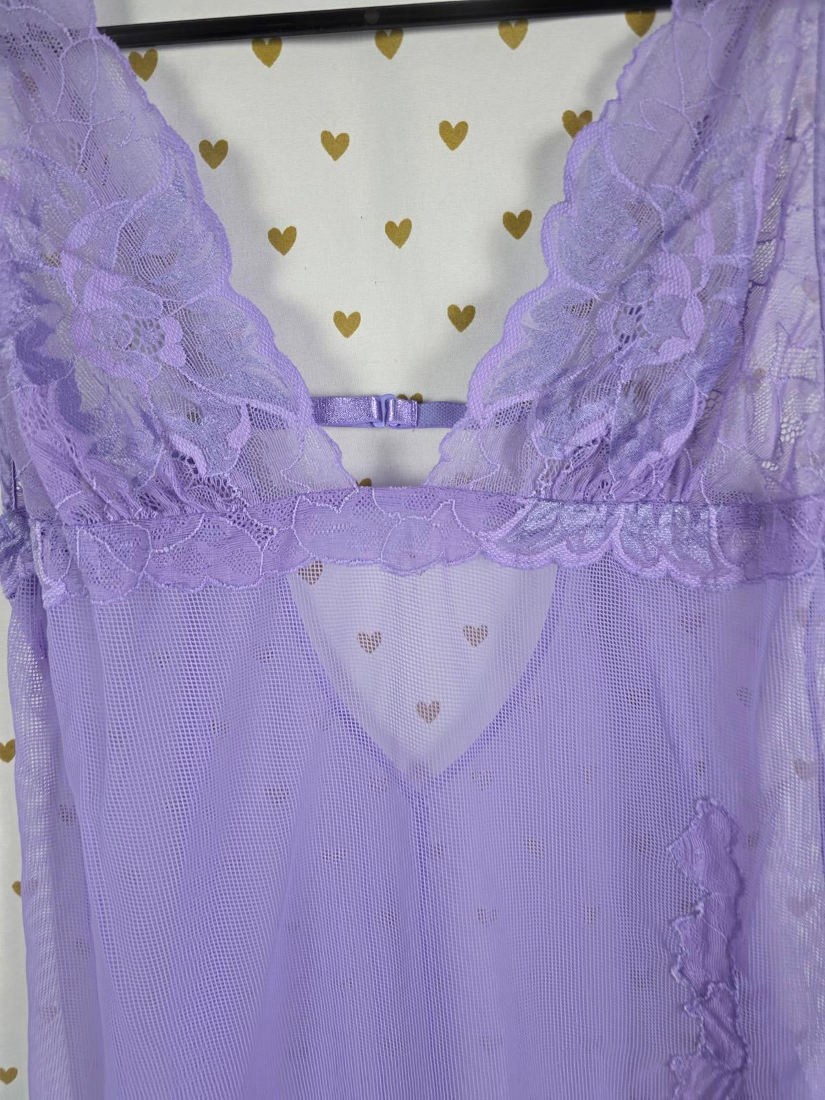 Victorias Secret Sheer Vintage Y2k Medium Purple Mesh Nightie Slip Dress