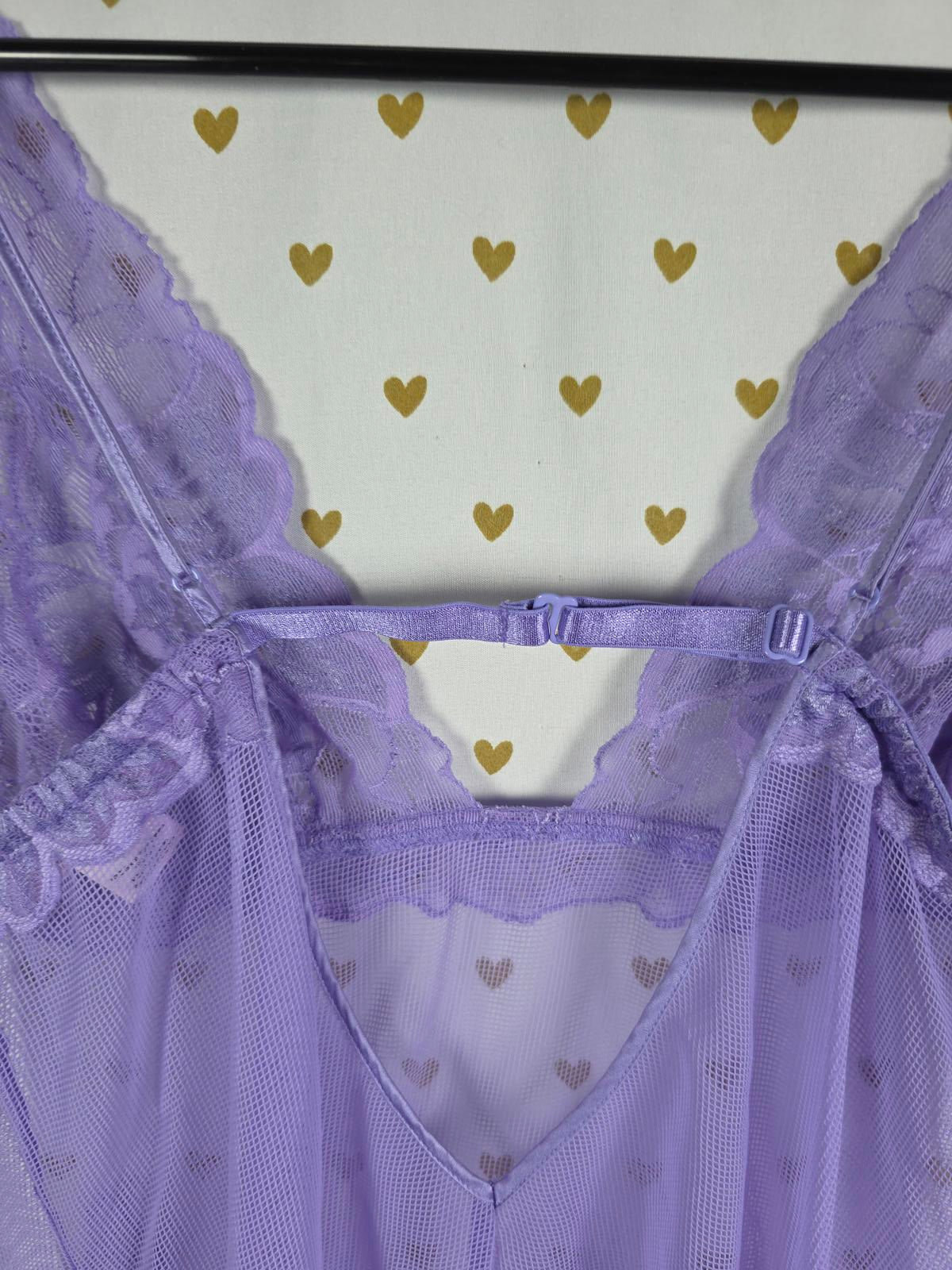 Victorias Secret Sheer Vintage Y2k Medium Purple Mesh Nightie Slip Dress