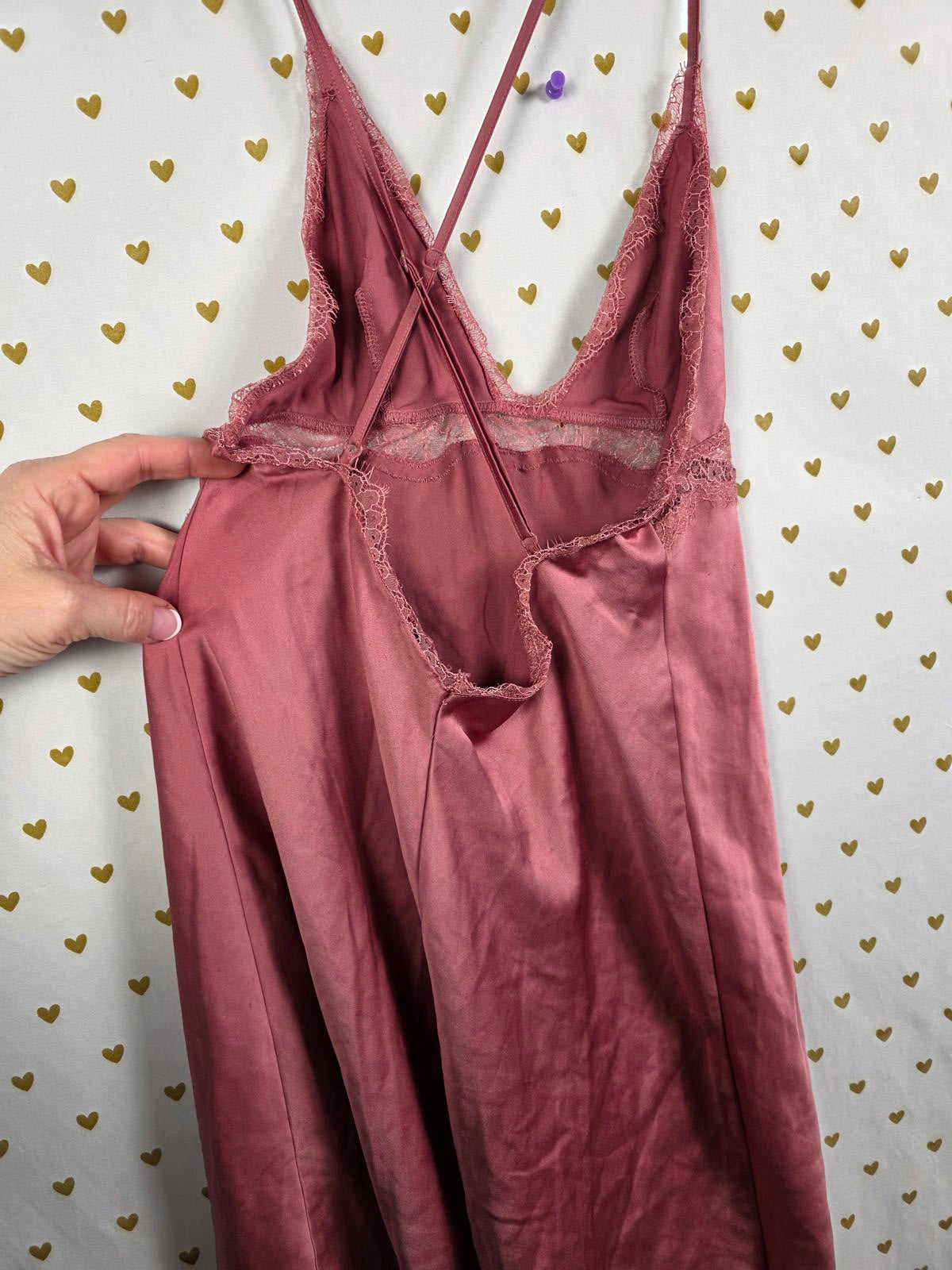 Victorias Secret Rose Satin Silky XS Slip Dress Lingerie Sleep Strappy
