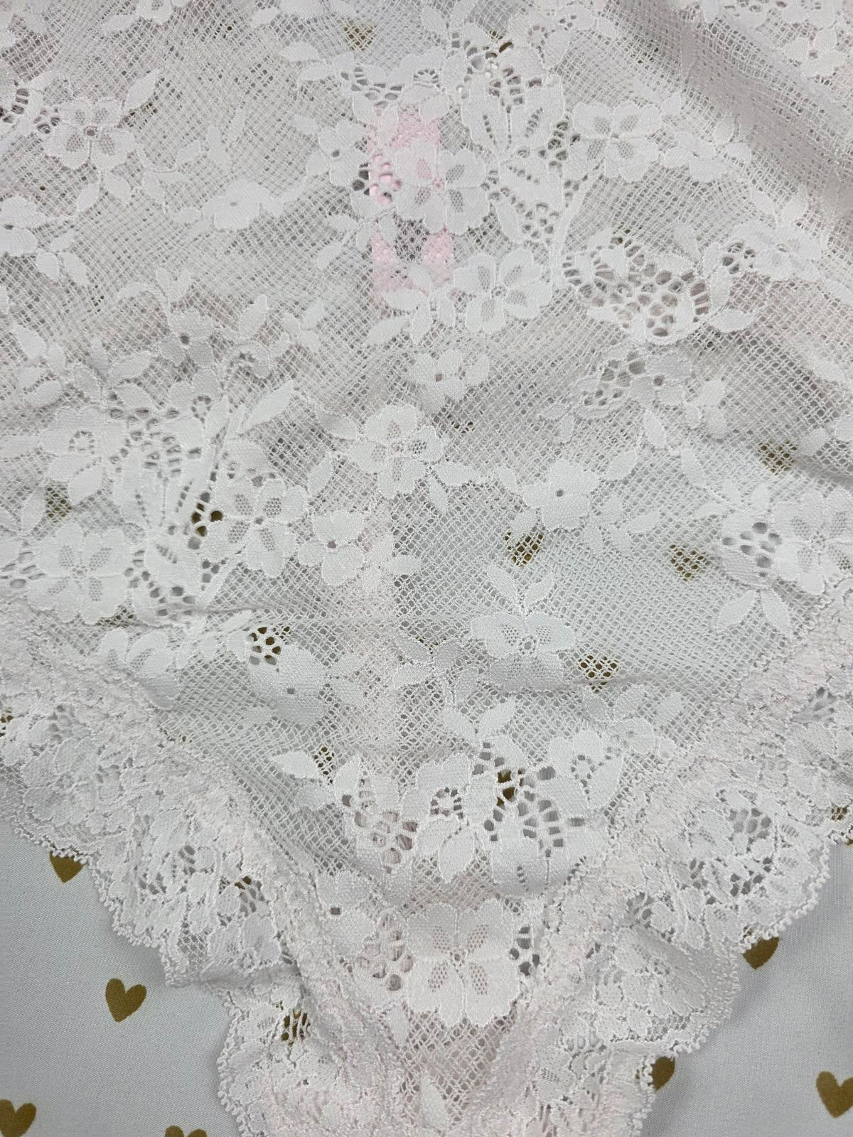 Victorias Secret Sheer White Lace Large Snap Close Teddy Bodysuit Lingerie Thong