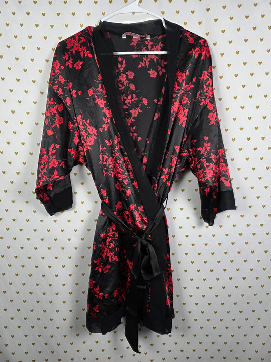 Victorias Secret Satin Silky Robe Cherry Blossom KIMONO Lounge Wrap Very Sexy OS