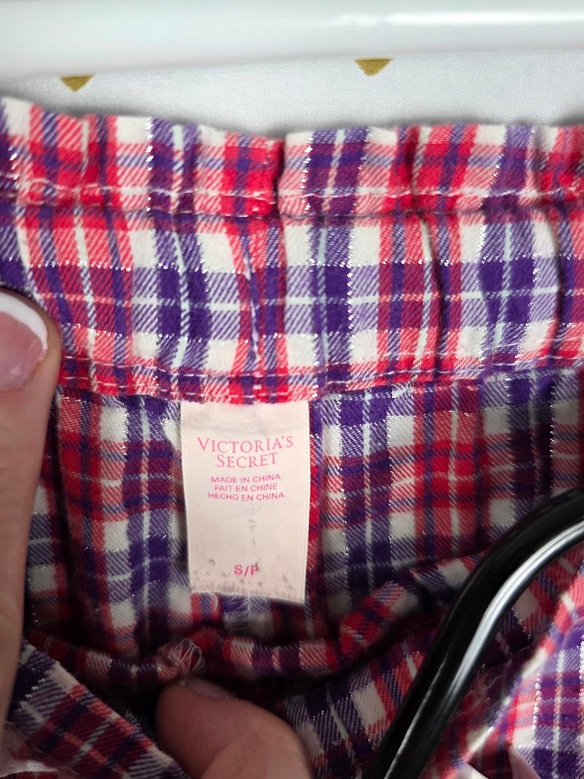 Victorias Secret Y2k Plaid Button Down Pajama Shirt & Pants SET SMALL