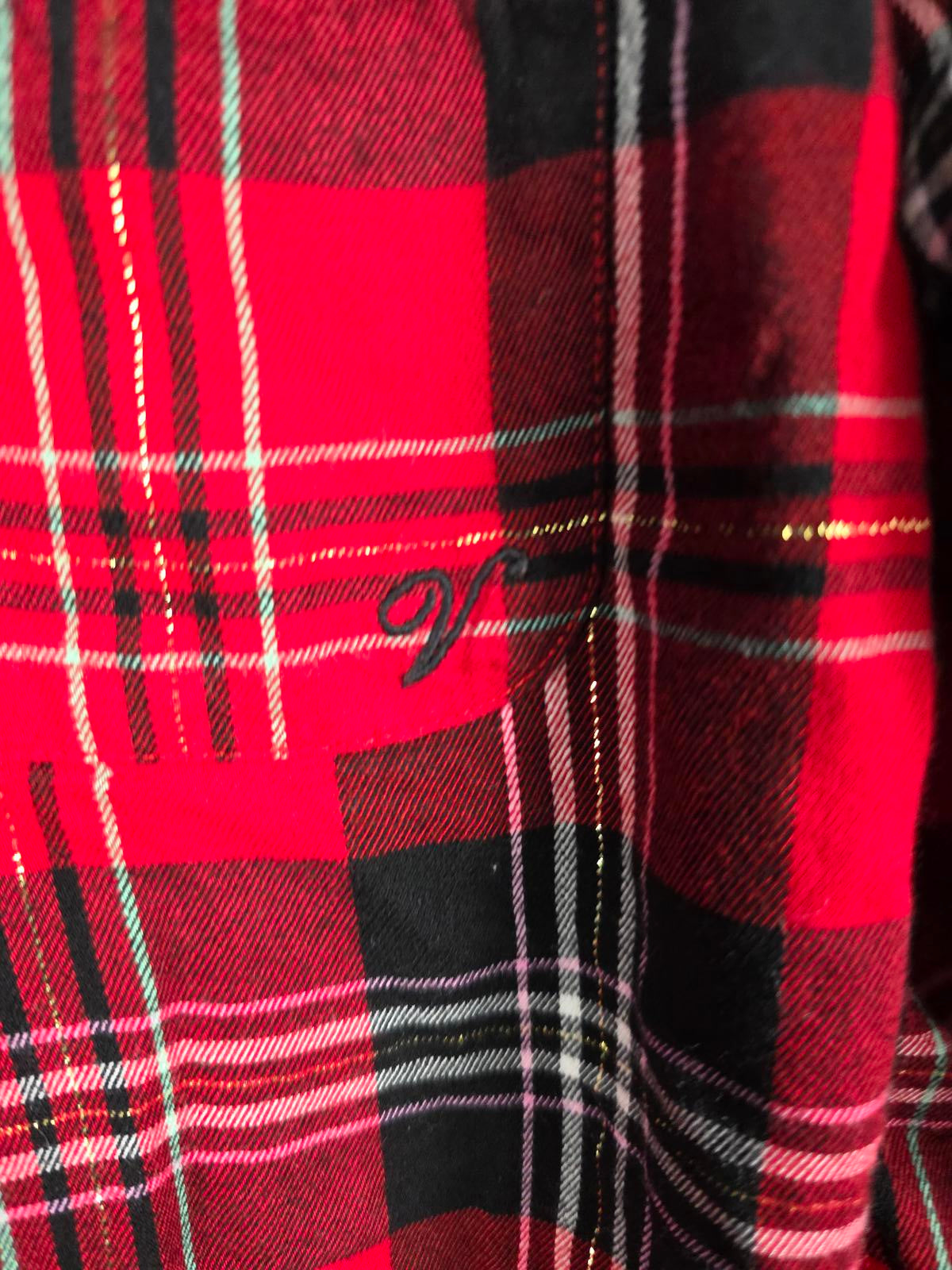 Victorias Secret RED Plaid Sleep Set Pajama Button Down Shirt Pants MEDIUM