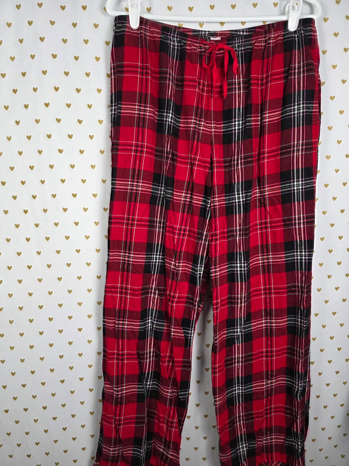 Victorias Secret RED Plaid Sleep Set Pajama Button Down Shirt Pants MEDIUM