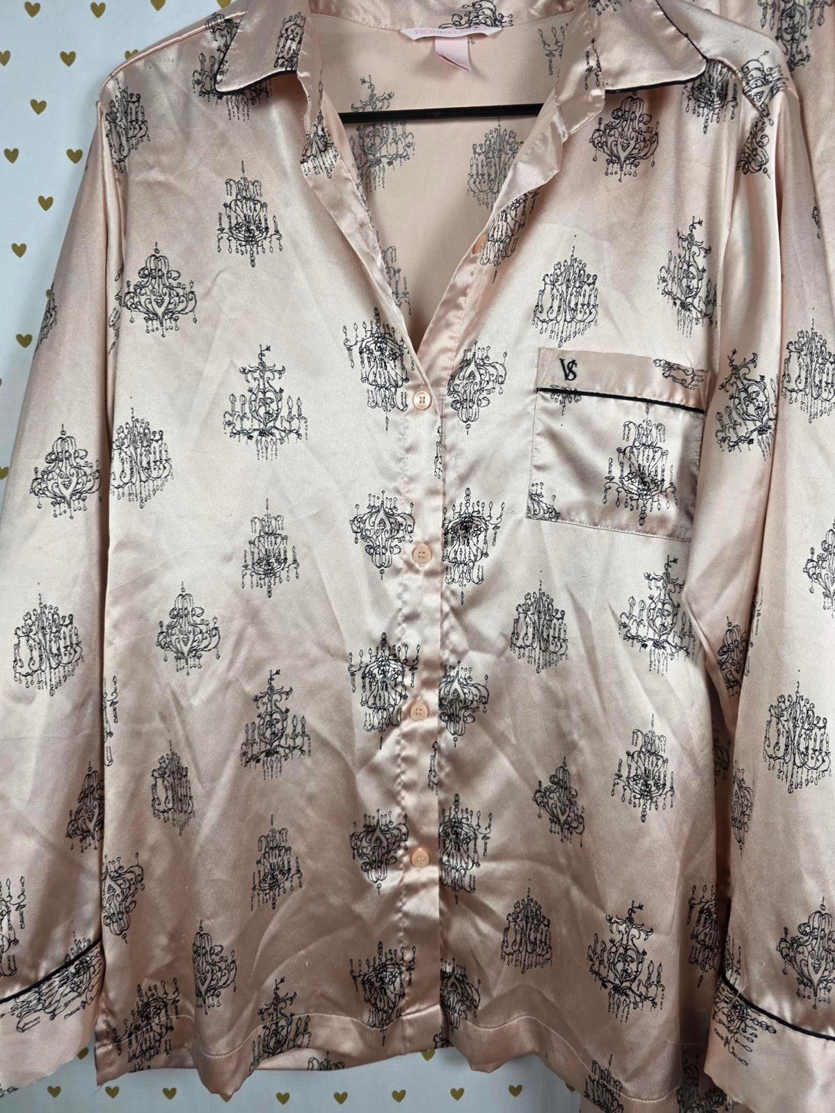 Victorias Secret SATIN Silky Sleep Set Pajama Medium PJ button Down shirt Pants