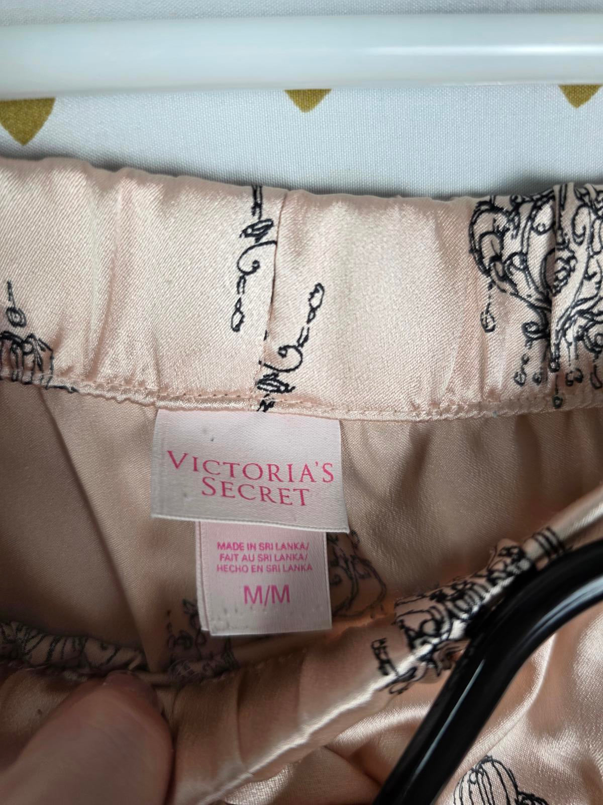 Victorias Secret SATIN Silky Sleep Set Pajama Medium PJ button Down shirt Pants