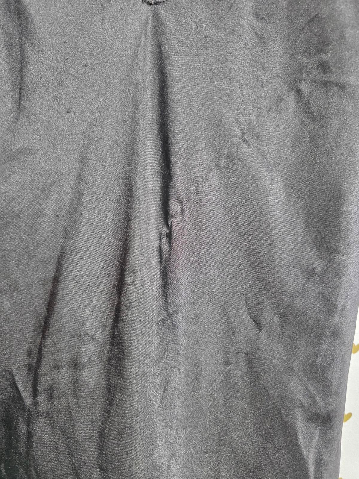 Victorias Secret Large BLACK Satin Silky Lace Accent Nightie Slip Dress Chemise