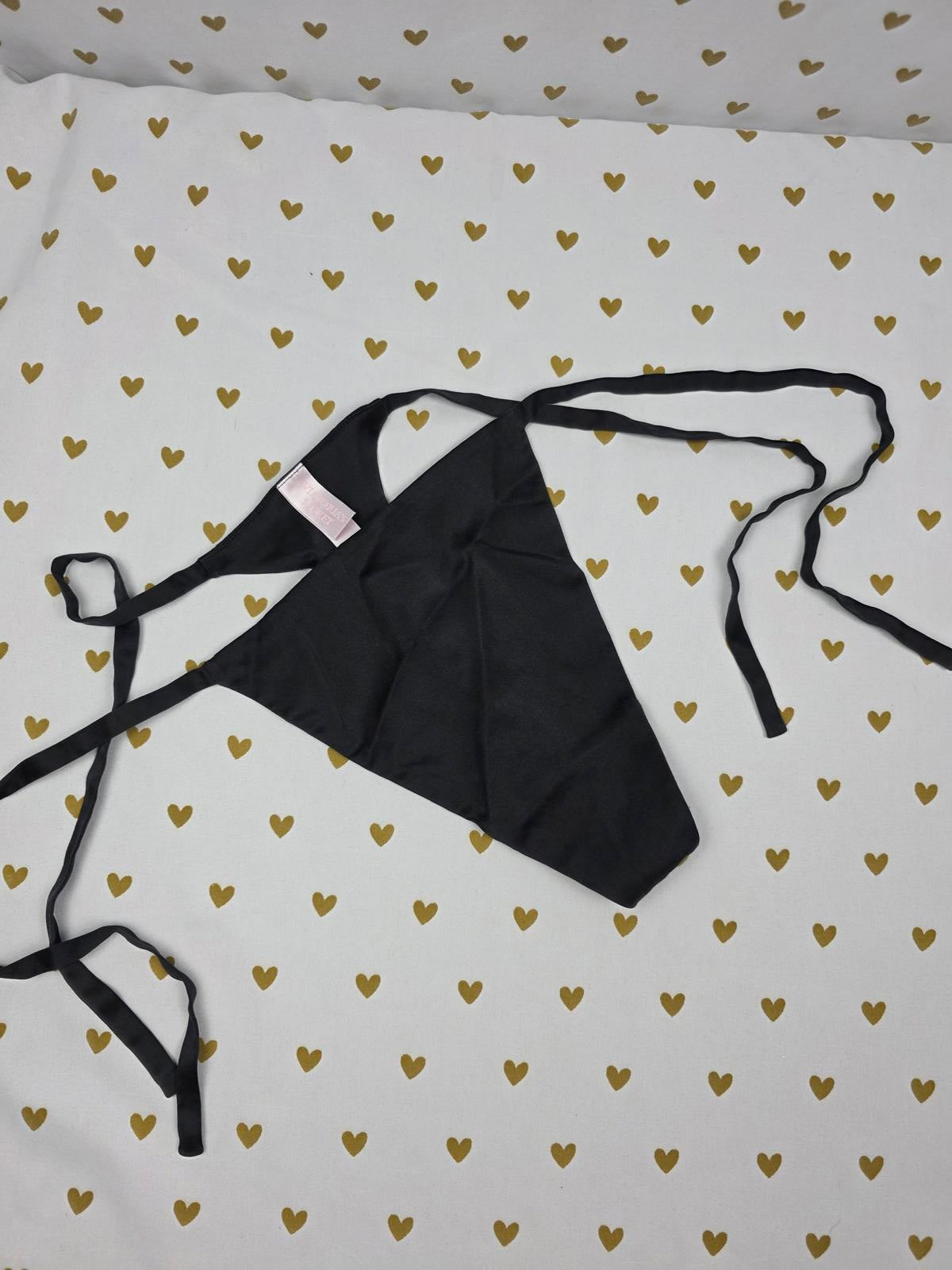 Victorias Secret Black SILK VINTAGE Y2k Small V string thong tie side Panties