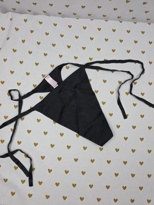 Victorias Secret Black SILK VINTAGE Y2k Small V string thong tie side Panties