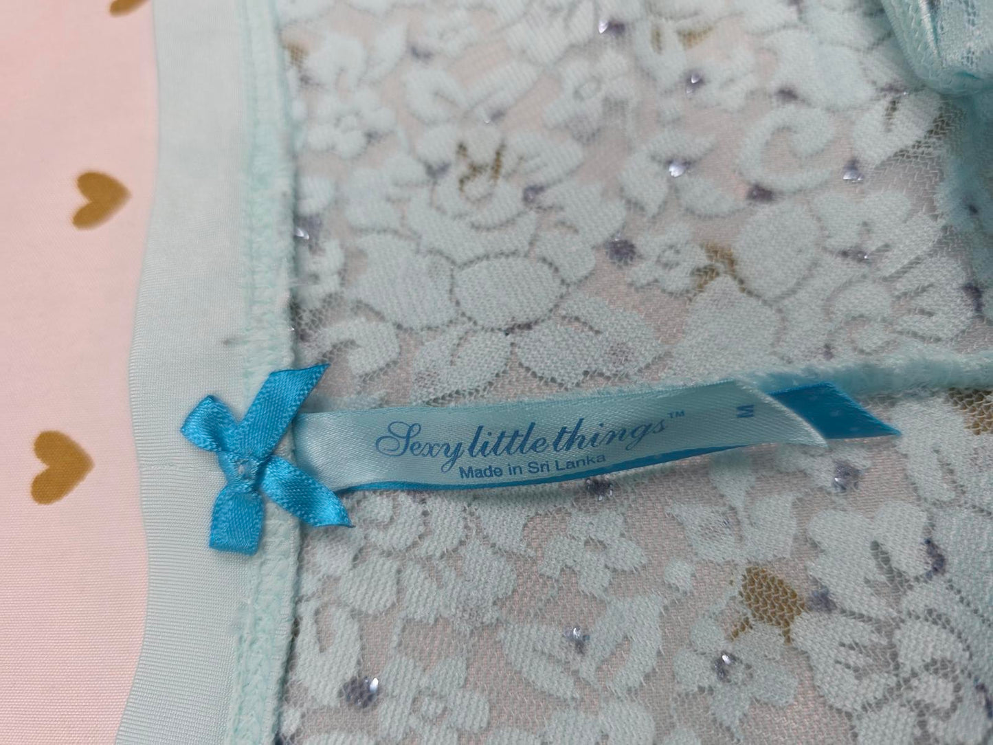 SEXY LITTLE THINGS Cheeky Blue BLING Studded Panties Victorias Secret MEDIUM