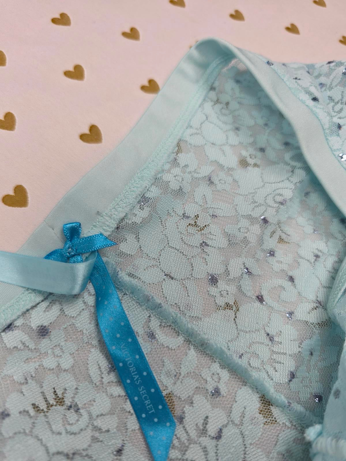 SEXY LITTLE THINGS Cheeky Blue BLING Studded Panties Victorias Secret MEDIUM