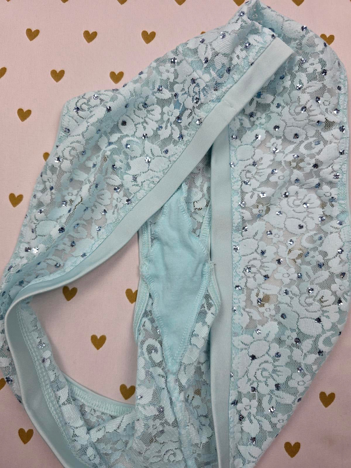 SEXY LITTLE THINGS Cheeky Blue BLING Studded Panties Victorias Secret MEDIUM