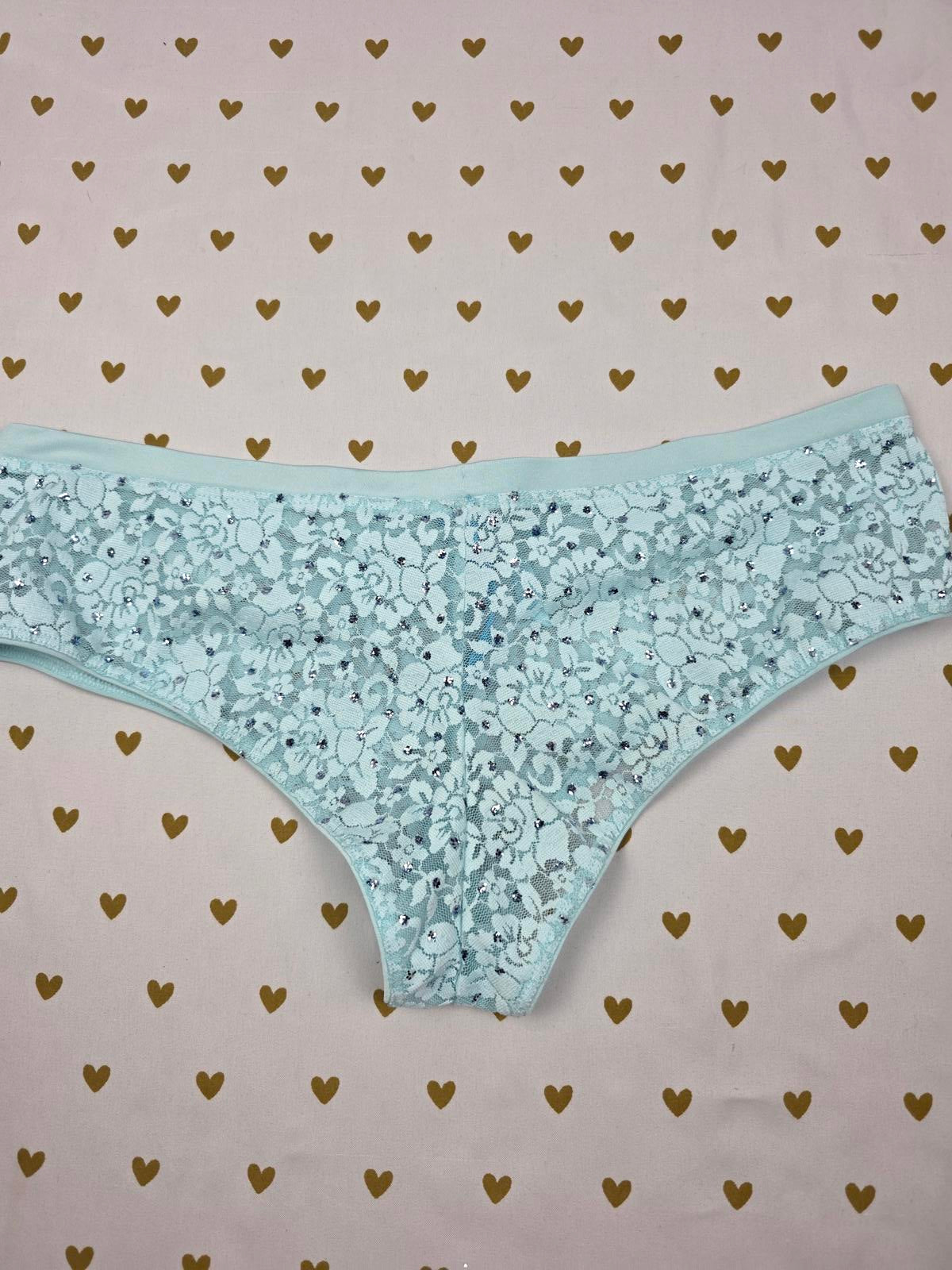 SEXY LITTLE THINGS Cheeky Blue BLING Studded Panties Victorias Secret MEDIUM