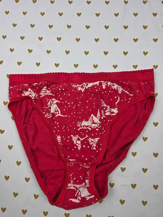 Victorias Secret VINTAGE Y2k Cotton Red high Leg Brief Panties MEDIUM