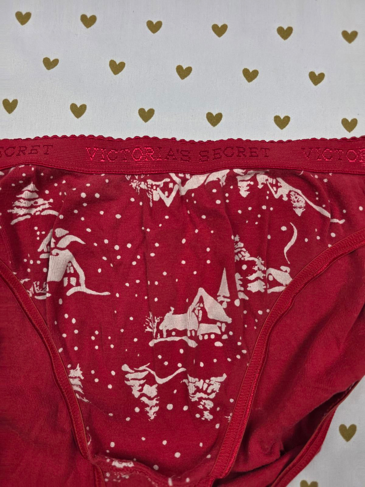 Victorias Secret VINTAGE Y2k Cotton Red high Leg Brief Panties MEDIUM