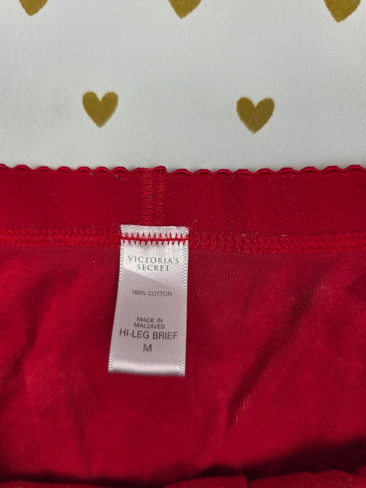 Victorias Secret VINTAGE Y2k Cotton Red high Leg Brief Panties MEDIUM