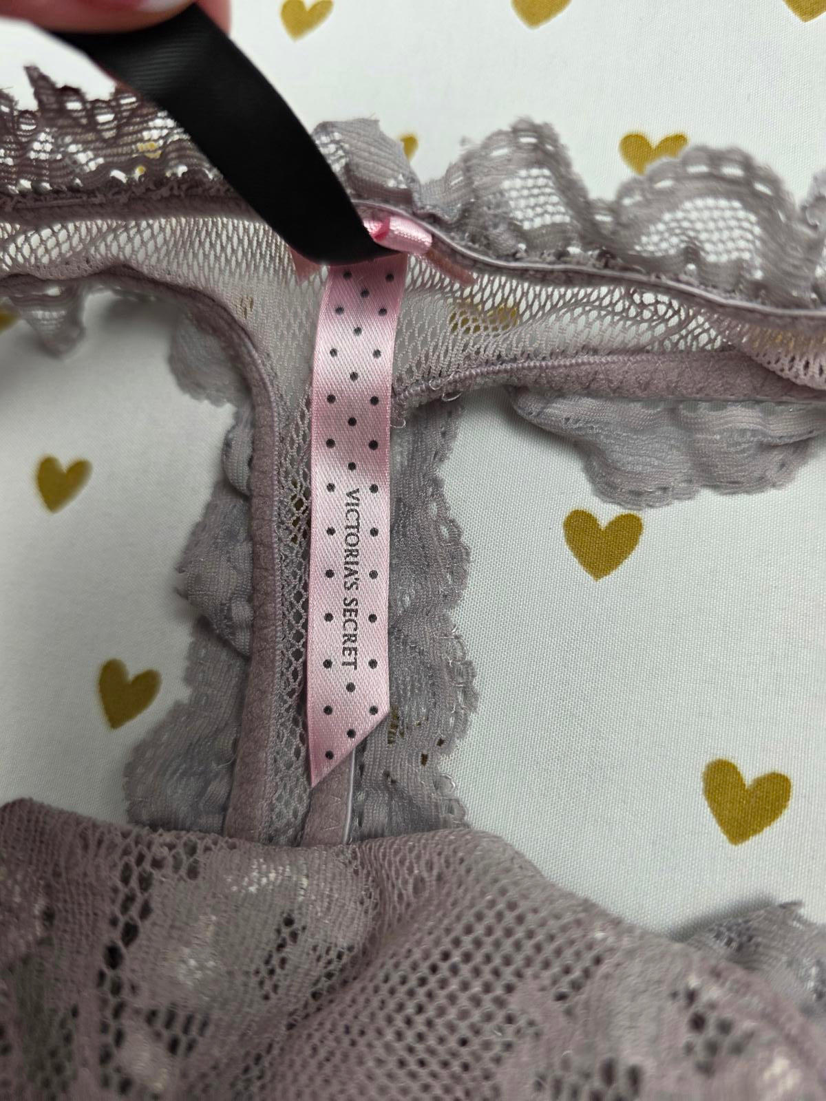 SEXY LITTLE THINGS Grey Ruched Bow thong Panties Grey MEDIUM