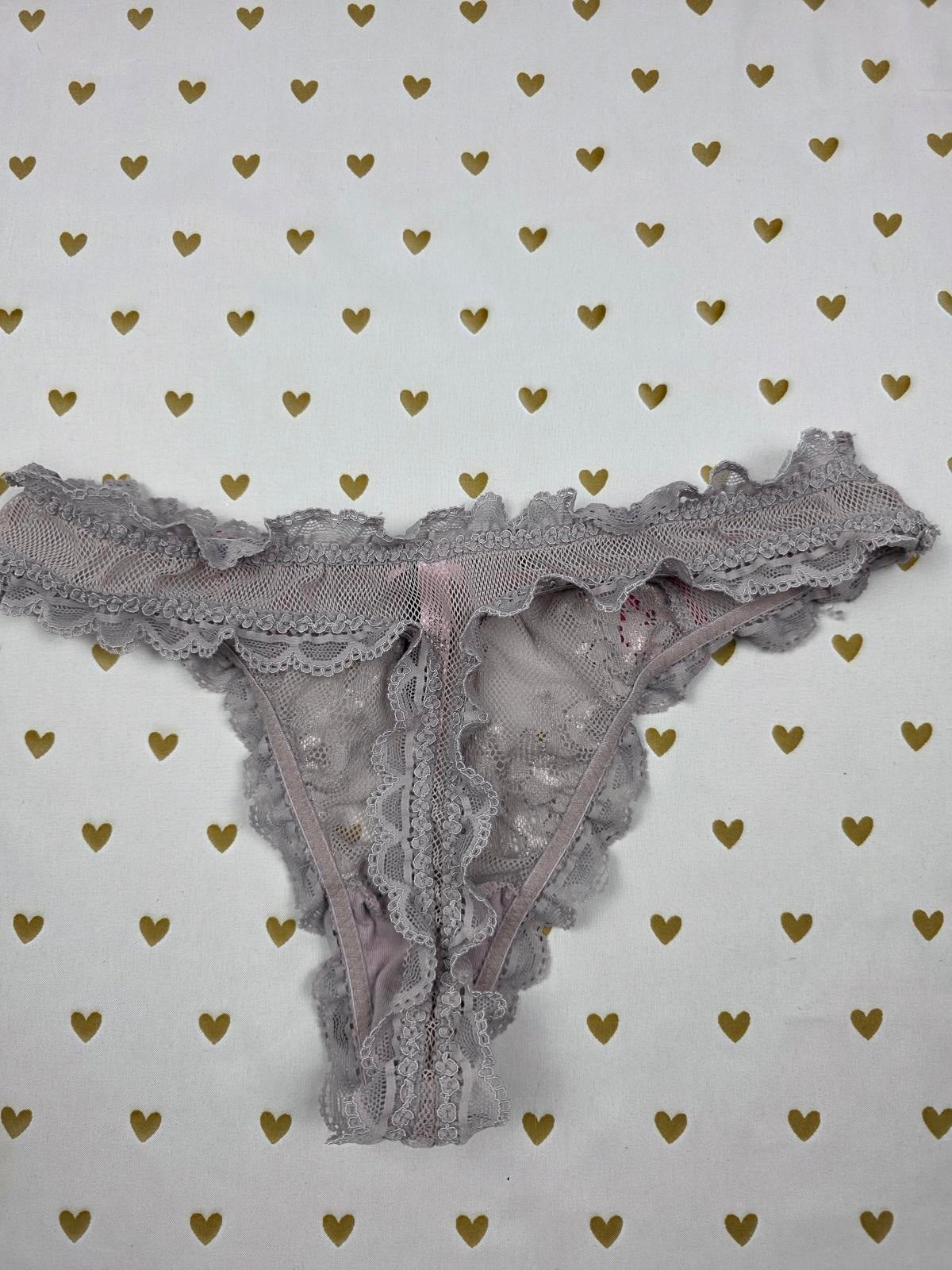 SEXY LITTLE THINGS Grey Ruched Bow thong Panties Grey MEDIUM