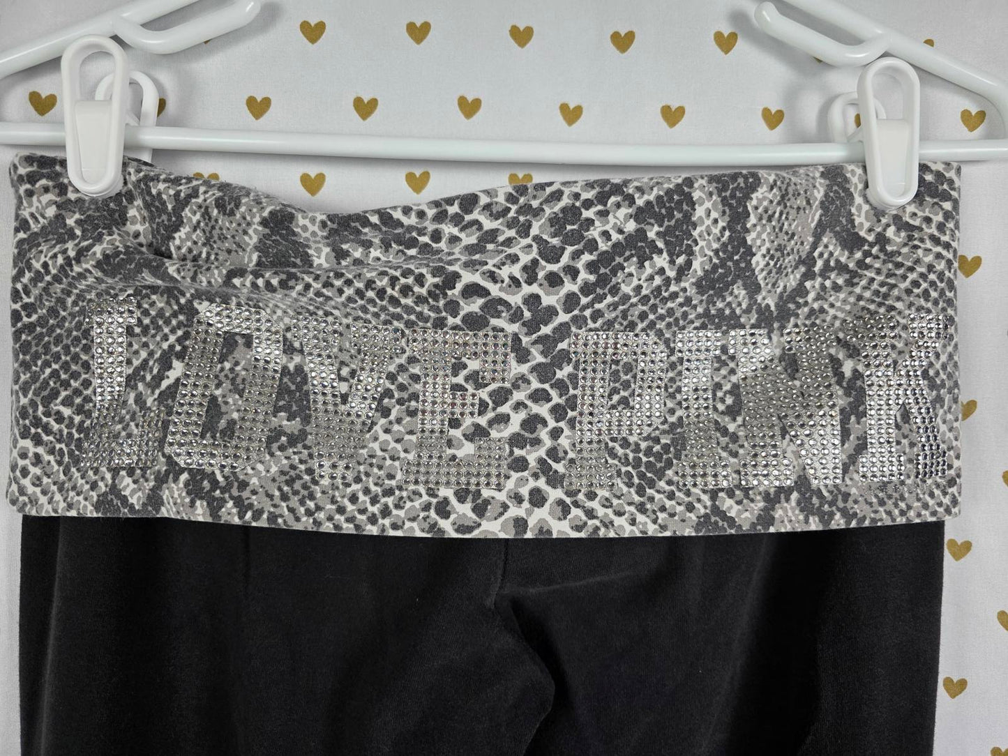 Victorias Secret PINK SNAKE PRINT BLING Yoga Pants FOLDOVERS Vintage Y2k SMALL