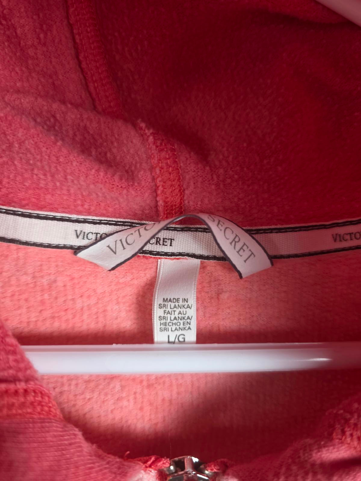 Victorias Secret WINGS Logo Colorblock Full Zip Hoodie Jacket LARGE