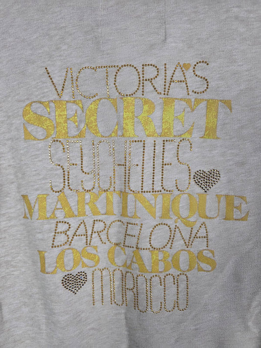 Victorias Secret WINGS Bling Hoodie Full Zip Beige Jacket SUPERMODEL ESSENTIALS