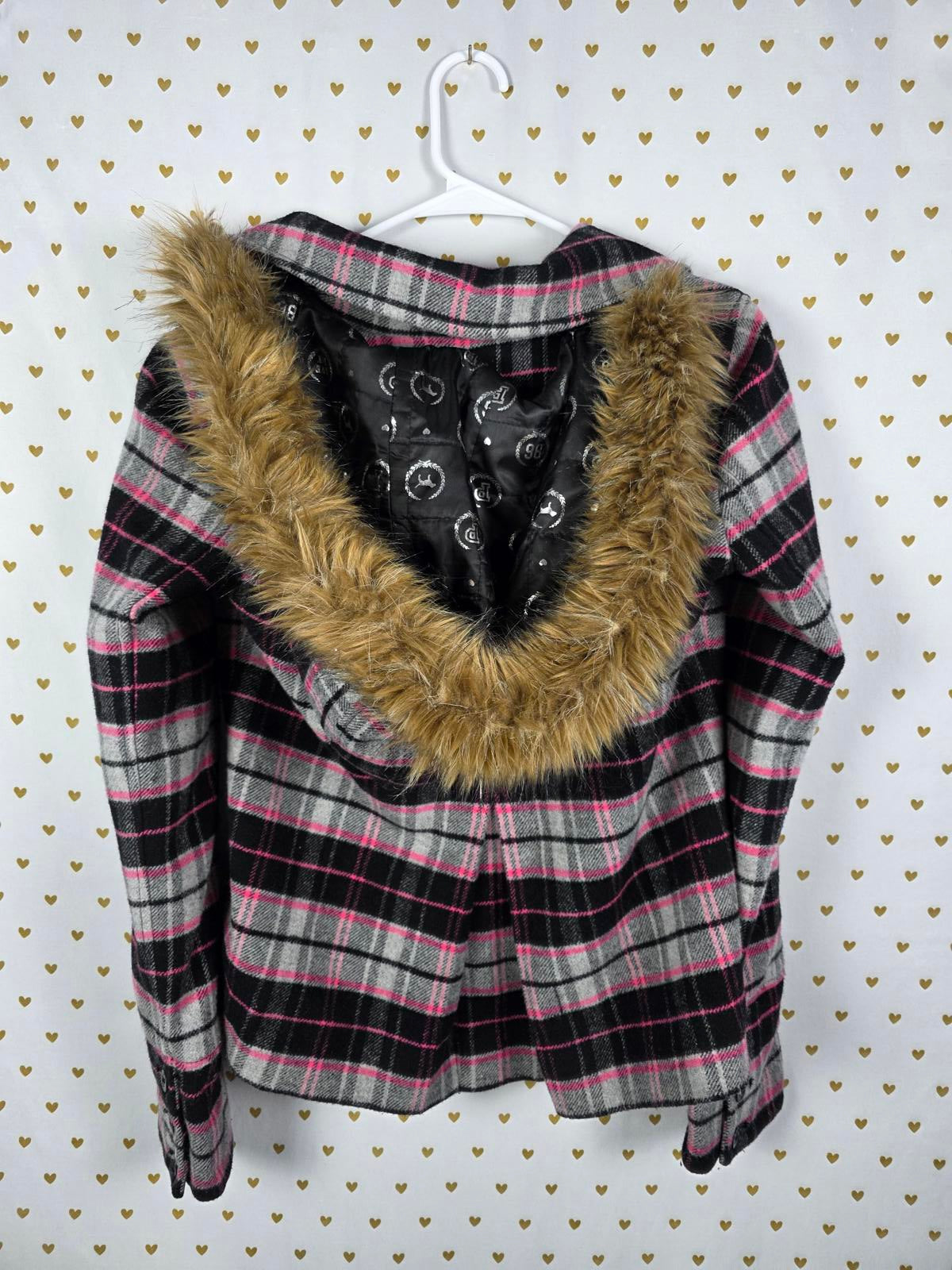 Victorias Secret Pink GRAIL Plaid Wool Parka Jacket Double Breasted SMALL HTF