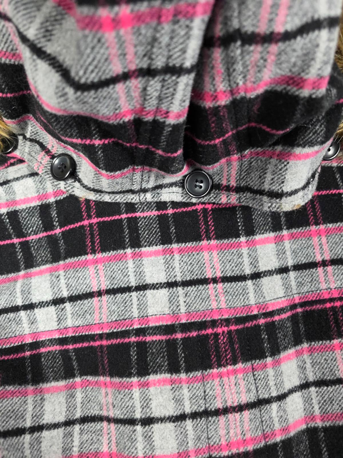 Victorias Secret Pink GRAIL Plaid Wool Parka Jacket Double Breasted SMALL HTF
