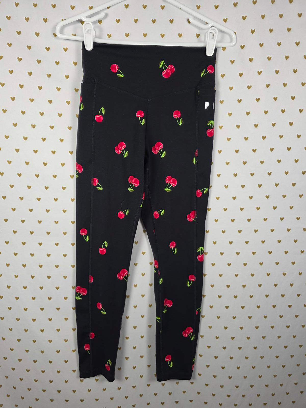 Victorias Secret PINK ULTIMATE pocket leggings Yoga CHERRIES Sport Ankle Small